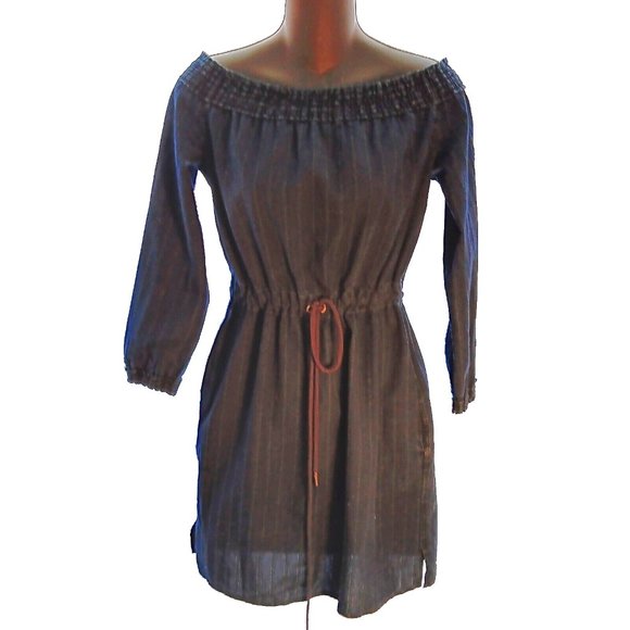 XS Rag & Bone Jean 'Drew' NWT Off The Shoulder Blue Chambray Shift Dress Denim - Picture 3 of 6